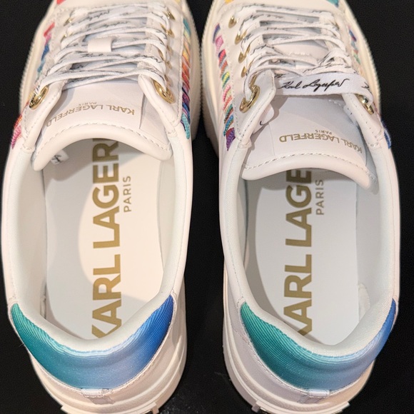 NIB - Karl Lagerfeld White Sneakers with Multicolor Accents - Picture 5 of 9